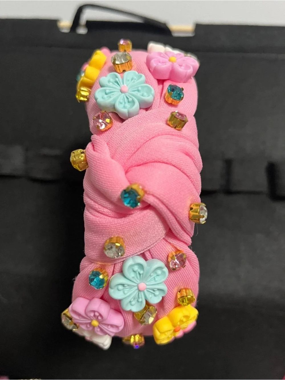 Pink Floral Embellished Padded Headband